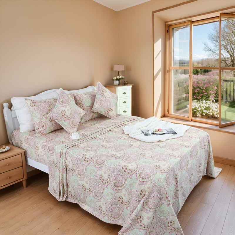 مجموعة ملاءات سرير فادفاي 4 قطع بتصميم بايزي وردي مجموعات أغطية فاخرة 800 خيط 100 قطن مصري جيب عميق بحجم كاليفورنيا كينغ
