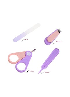 JSDUN 4 Piece Portable Baby Care Beauty Care Set Newborn Nail Trimmer with Nail Clippers Scissors Tweezers Sandpapermade of High Quality Materials Suitable for Toddlers and Babies Pink  - Image 2