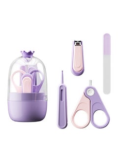 JSDUN 4 Piece Portable Baby Care Beauty Care Set Newborn Nail Trimmer with Nail Clippers Scissors Tweezers Sandpapermade of High Quality Materials Suitable for Toddlers and Babies Pink  - Image 1