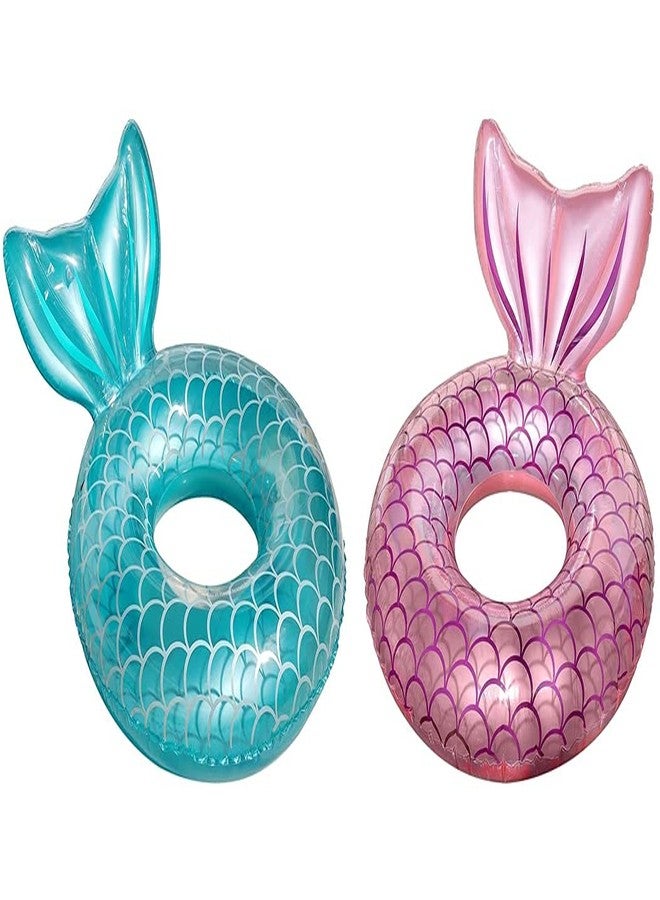 Bilvina Mermaid Pool Float,Inflatable Swimming Ring Floating Bed Pool, Tail Tubes Glitters Water Party Summer Beach for Adults |Pack of 1 - Image 1