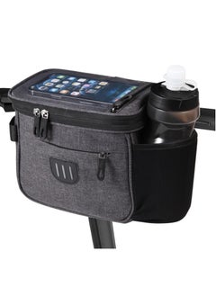 Bike Handlebar Bag, Front Frame Large Bicycle Storage Pouch 6.5 inch Transparent with Shoulder Strapfor Road Mountain Cycling Travel (Black)