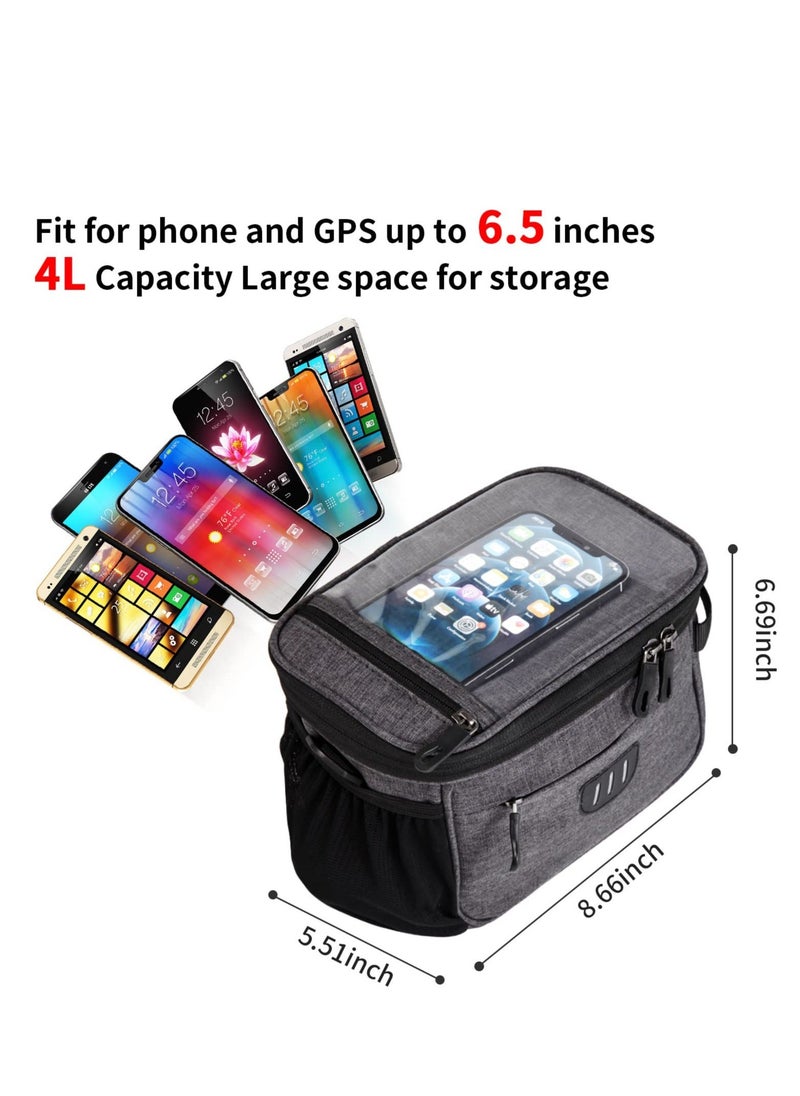 Y&D - Bike Handlebar Bag, Front Frame Large Bicycle Storage Pouch 6.5 inch Transparent with Shoulder Strapfor Road Mountain Cycling Travel (Black) - Image 1