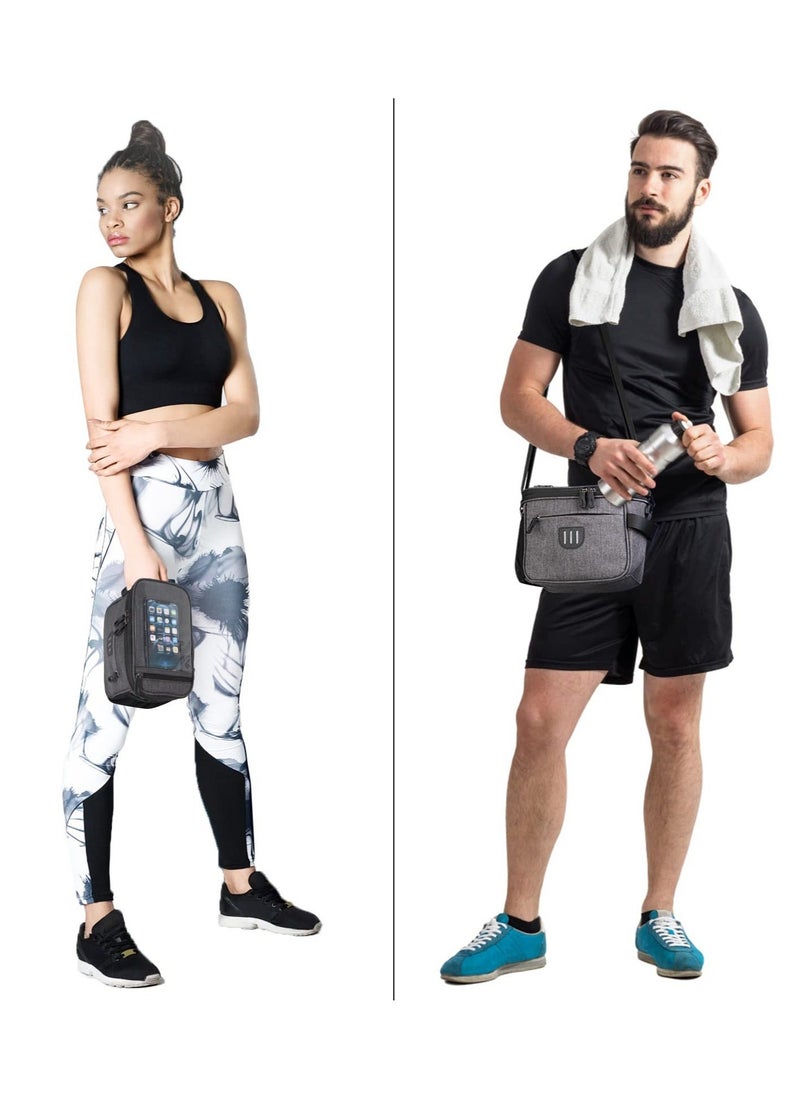 Y&D - Bike Handlebar Bag, Front Frame Large Bicycle Storage Pouch 6.5 inch Transparent with Shoulder Strapfor Road Mountain Cycling Travel (Black) - Image 1