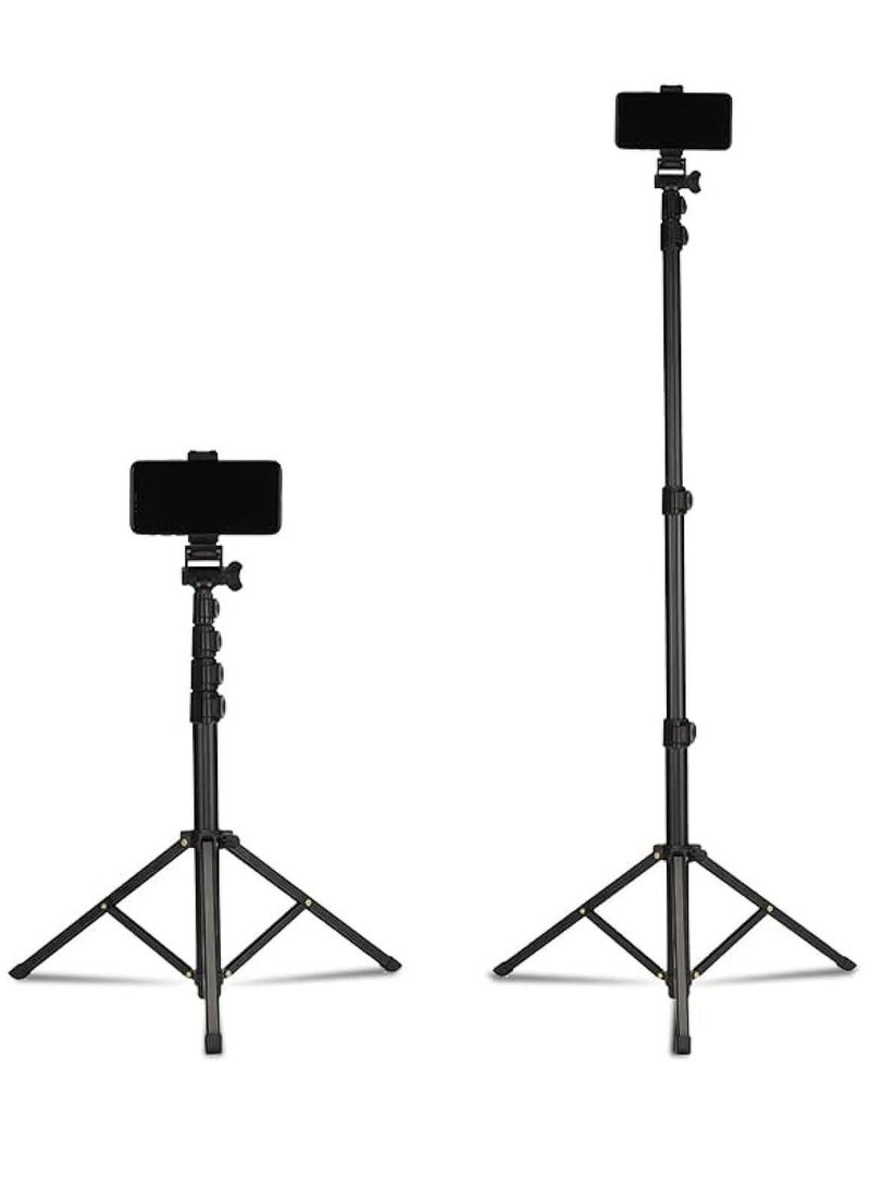 Jmary MT39 61inch Aluminum Extendable Cell Phone Tripod Stand with Selfie Stick Tripod and Phone Clip - Image 1