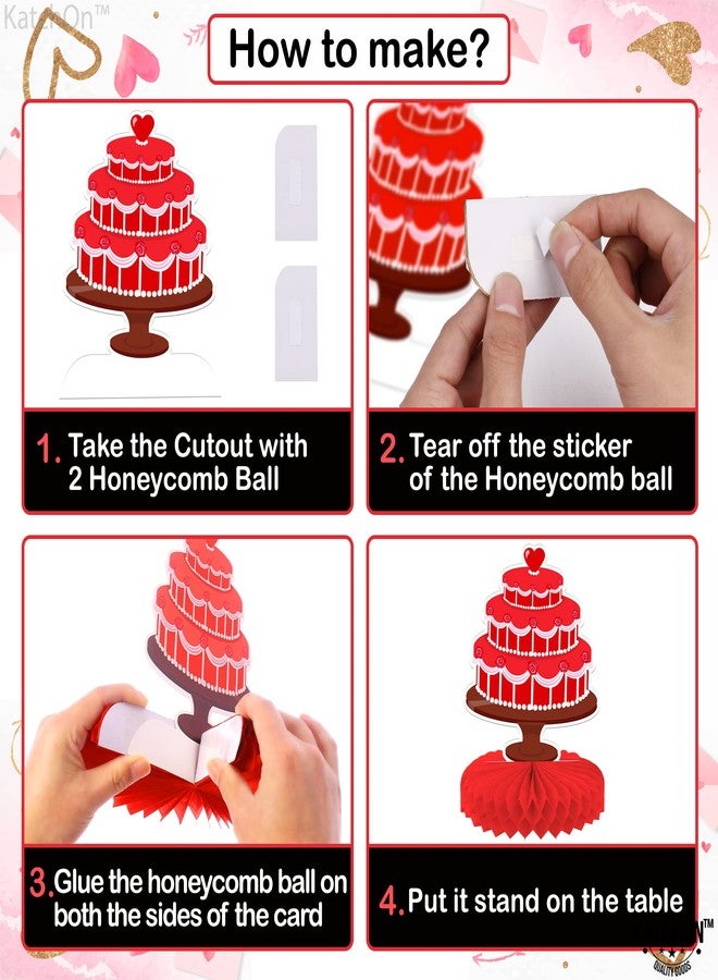 KatchOn, Red Valentines Centerpieces for Tables - Large, Pack Of 9 | 3D Valentine Honeycomb Centerpieces, Valentines Day Decorations | Valentines Table Centerpieces, Valentines Day Table Decorations - Image 3