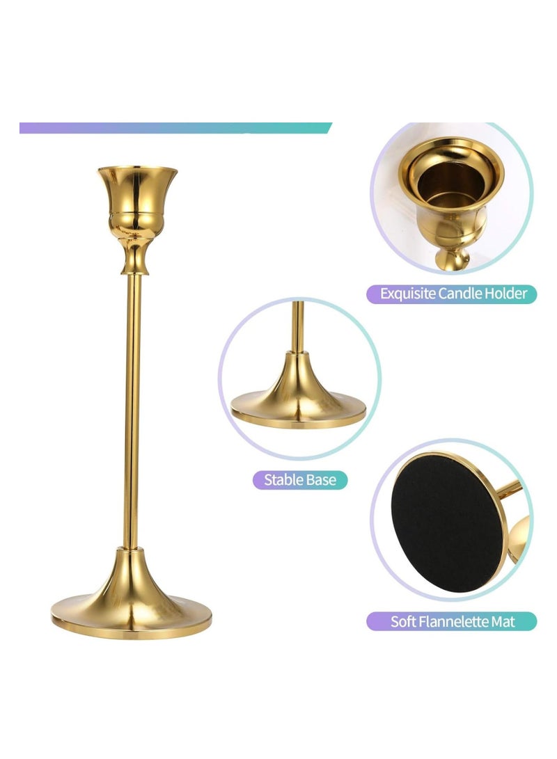 XiuWoo 6PCS Candlestick Holders, Metal Taper Candle Holders, Vintage Decorative Candlestick, Three Sizes Gold Candlestick Holder, Holders for Table Mantel Wedding, for Home Decor, Wedding,Dinning, Party  - Image 4