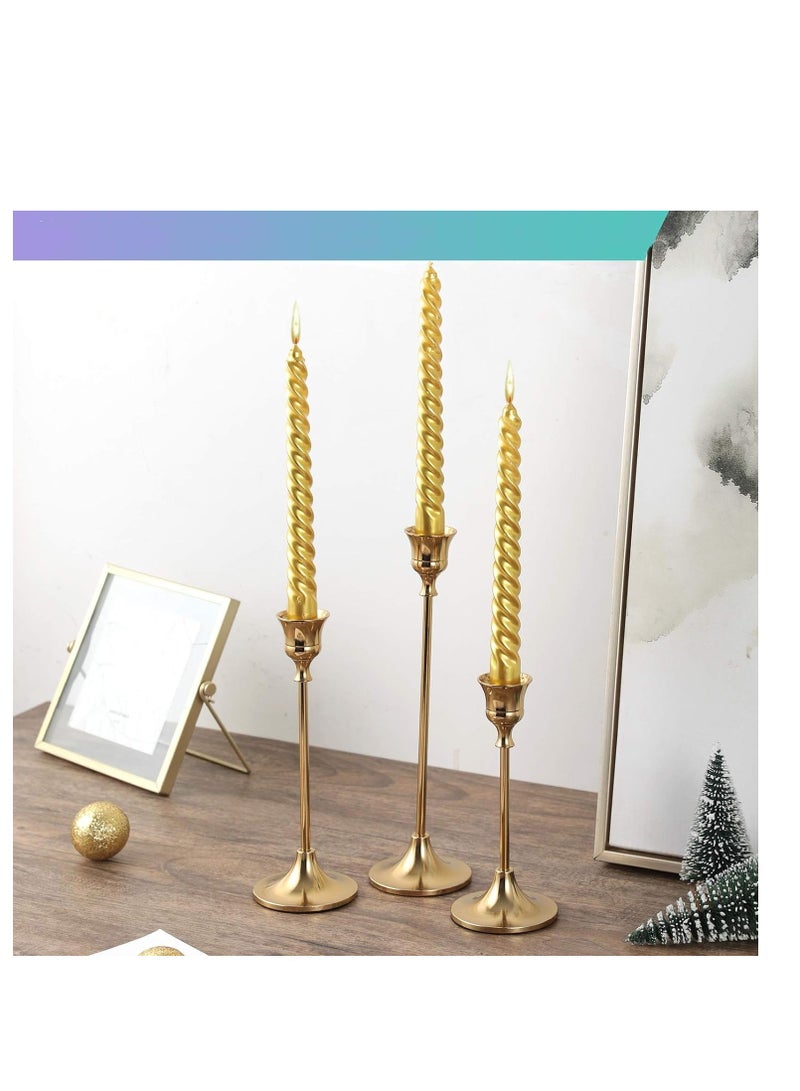 XiuWoo 6PCS Candlestick Holders, Metal Taper Candle Holders, Vintage Decorative Candlestick, Three Sizes Gold Candlestick Holder, Holders for Table Mantel Wedding, for Home Decor, Wedding,Dinning, Party  - Image 5