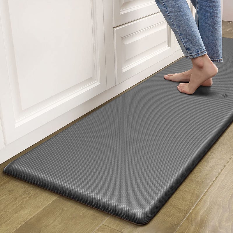 Artnice Anti Fatigue Kitchen Mat 34 Inch Thick Waterproof Non Slip Cushioned Kitchen Rugs Memory Foam Comfort Standing Mat for Home Sink Office Laundry 20x71Grey