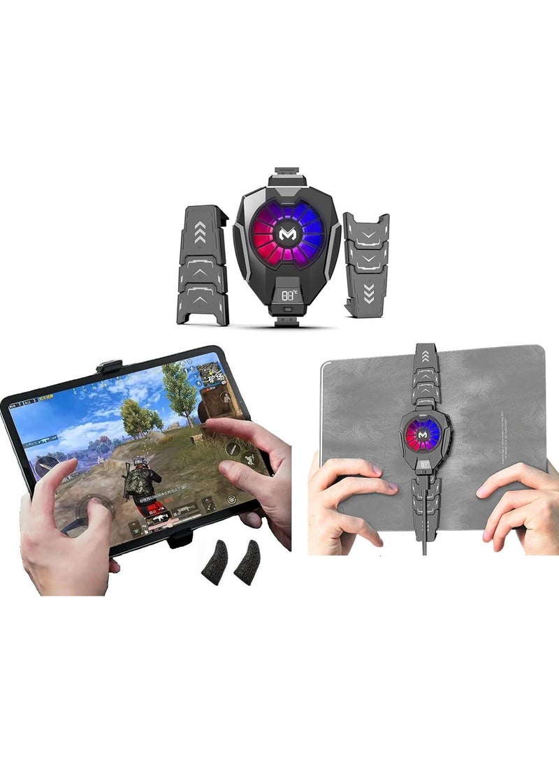 Memo Tablet Gaming Cooler iPad Tablet Radiator Semiconductor Gaming Cooling Fan Tablet Cooler with RGB light for Gamer  - Image 1