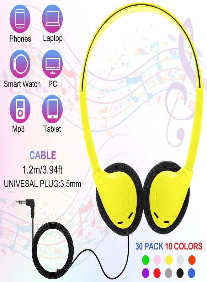 Kingdder Headphones Earphones Bulk Multi Color over Ear Headset with 3.5mm Plug Cord Earphones Adjustable Headphones for Students in Classroom Libraries Kids Teen and Adults, 10 Colors (30 Pcs) - Image 3