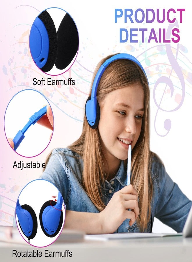 Kingdder Headphones Earphones Bulk Multi Color over Ear Headset with 3.5mm Plug Cord Earphones Adjustable Headphones for Students in Classroom Libraries Kids Teen and Adults, 10 Colors (30 Pcs) - Image 2