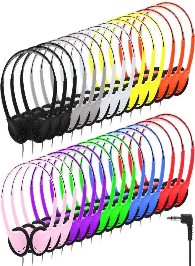 Kingdder Headphones Earphones Bulk Multi Color over Ear Headset with 3.5mm Plug Cord Earphones Adjustable Headphones for Students in Classroom Libraries Kids Teen and Adults, 10 Colors (30 Pcs) - Image 1