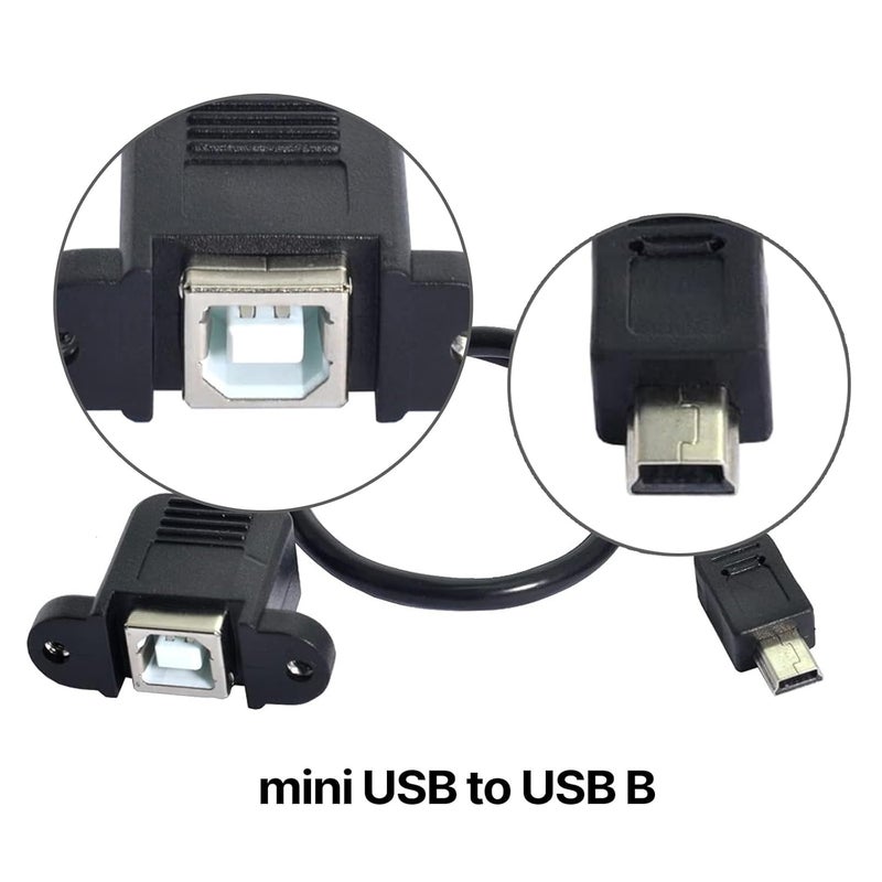 كابل طابعة USB إلى B، ذكر 5 سنون إلى أنثى B مع براغي للطابعات، للموظفين والطلاب الذين يحتاجون إلى توصيل الطابعات وأجهزة الكمبيوتر - Image 2