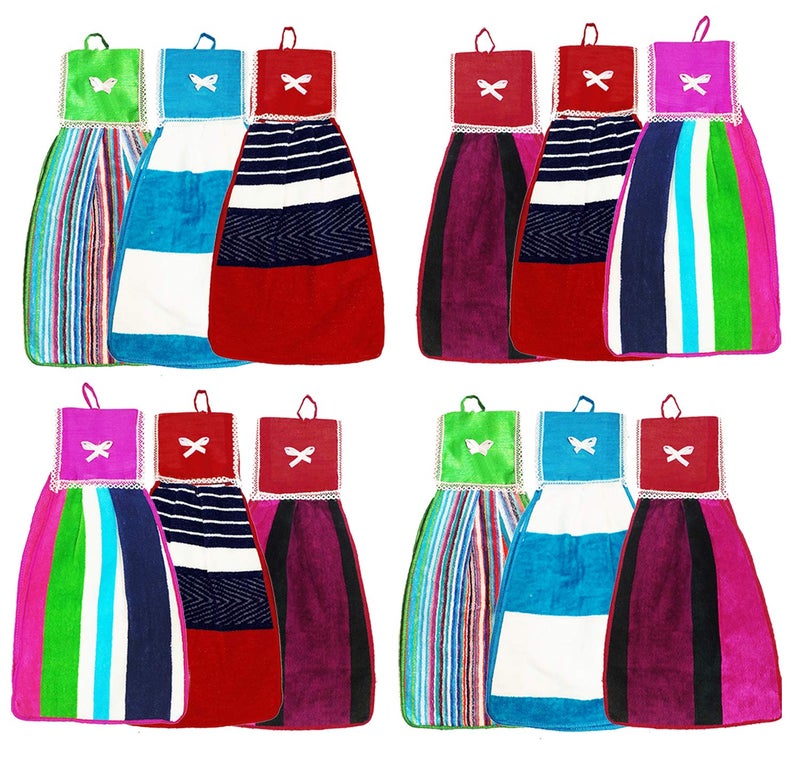 Kuber Industries Hanging Cotton 12 Pieces Cotton Washbasin Napkin/Hand Towel for Kitchen and Bathroom (Multi) - Image 1