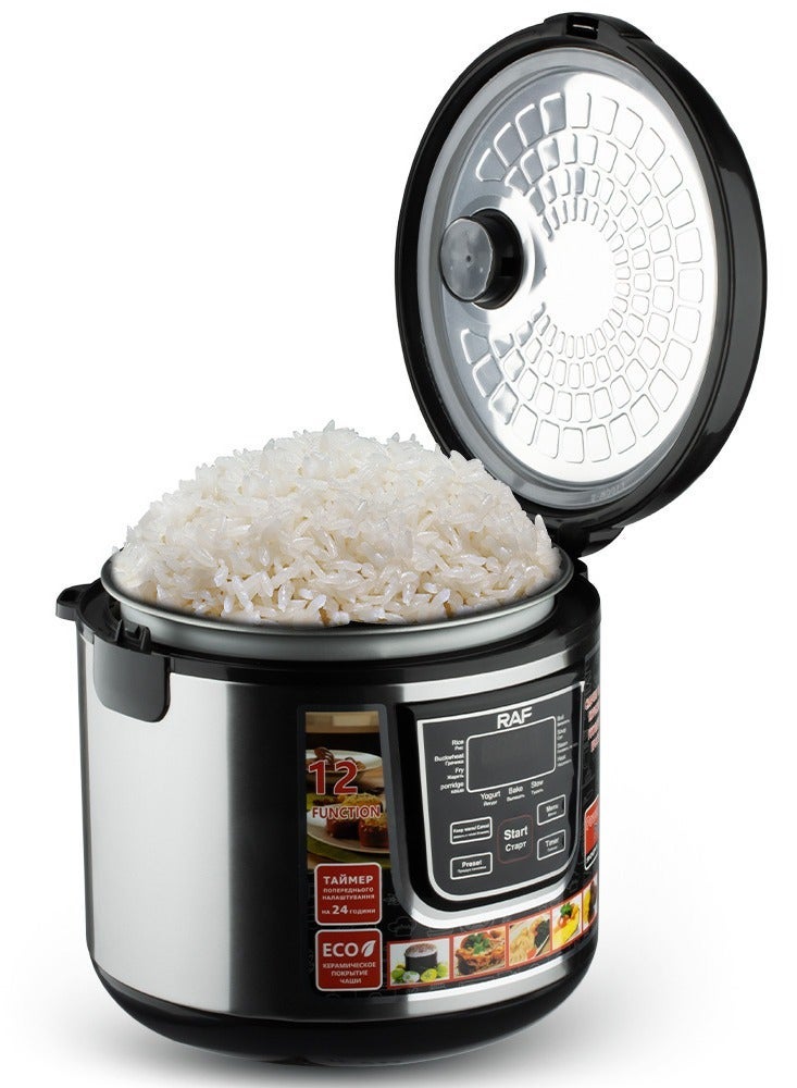RAF Multicooker – 900W, 5L Large Capacity, 24-Hour Timer, Multi-Function Cooking Programs, Constant Temperature Control, Digital Electric Cooker for Rice, Soup, Stew & More - Image 2