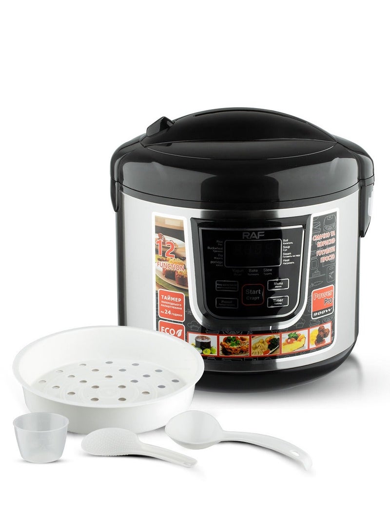 RAF Multicooker – 900W, 5L Large Capacity, 24-Hour Timer, Multi-Function Cooking Programs, Constant Temperature Control, Digital Electric Cooker for Rice, Soup, Stew & More - Image 4