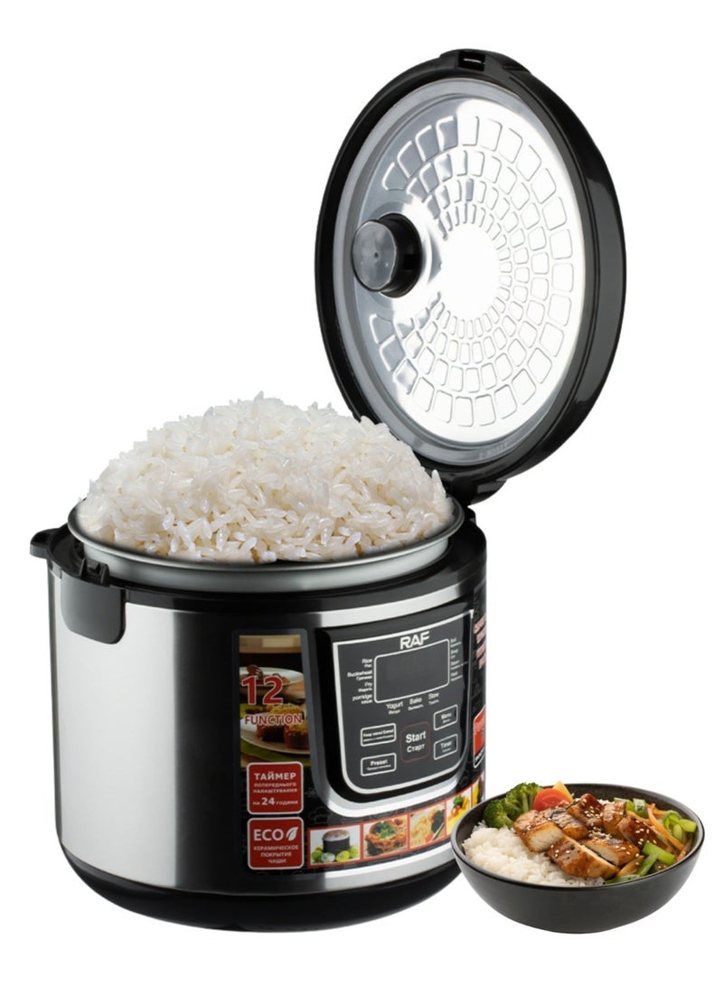 RAF Digital Electric Rice Cooker & Steamer Cooker 900W | 6L Large Capacity Multi-Function Electric Cooker | 24-Hour Timer & Constant Temperature Control | Kitchen Appliance for Rice, Soup & Stew - Image 1