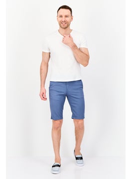 DeFacto Men Plain Belted Shorts, Blue  - Image 4