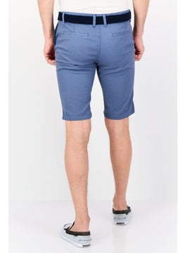 DeFacto Men Plain Belted Shorts, Blue  - Image 2
