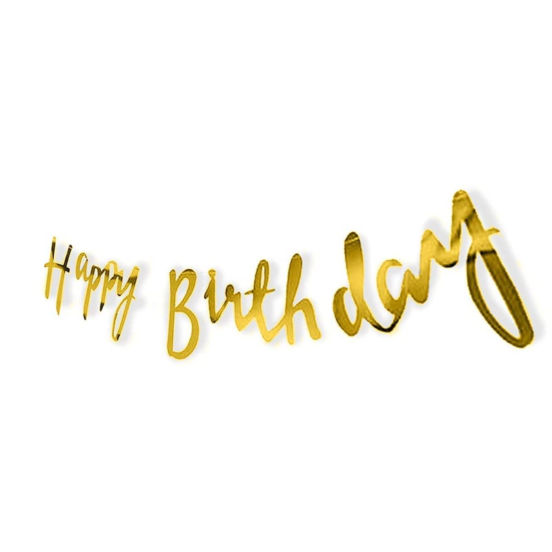 SAMAST Happy Birthday Banner in Different colour for decoration in Birthday Party of Boys Girls friend Husband Kids Bday Celebrations Bunting Tags Flag Decorative Items Decoration (1 Unit in Gold Colour) - Image 1