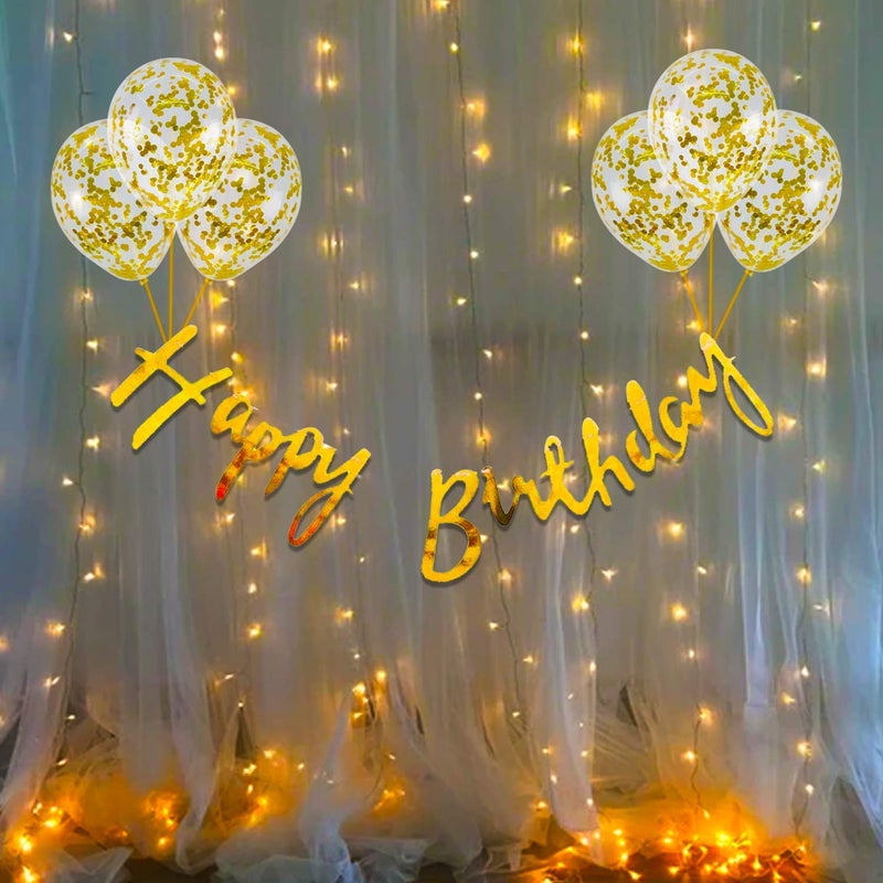 SAMAST Happy Birthday Banner in Different colour for decoration in Birthday Party of Boys Girls friend Husband Kids Bday Celebrations Bunting Tags Flag Decorative Items Decoration (1 Unit in Gold Colour) - Image 3