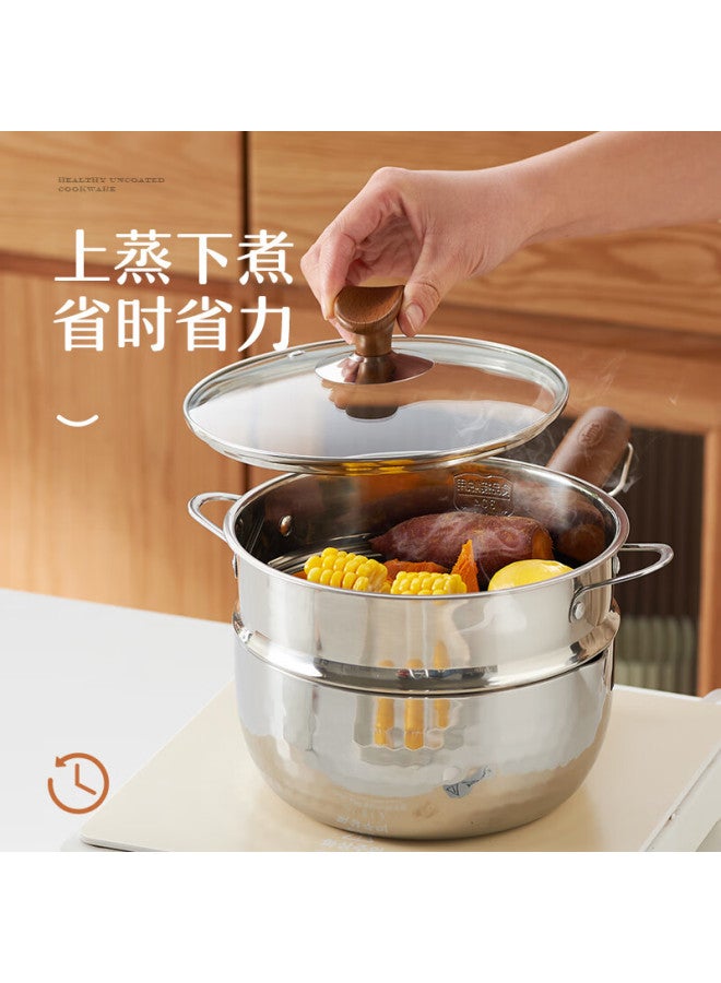 Kims Cook Snowflake Pot Non-coated Household Small Milk Pot Five-layer Stainless Steel Baby Food Noodle Milk Pot 316l Stainless Steel 20cm