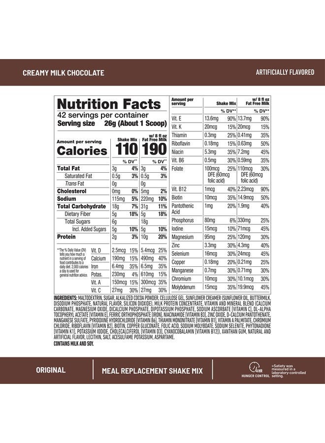 SlimFast Original Meal Replacement Powder, Creamy Milk Chocolate, Weight Loss Shake Mix, 10g of Protein, 14 Servings (Pack of 3) (Packaging May Vary) - Image 3