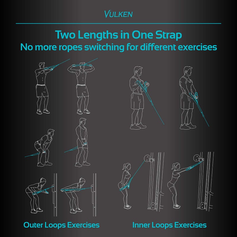 Vulken Tricep Rope Cable Attachment. 28.7 Inch & 22 Inch Two Lengths Built in One Pull Down Rope. Triceps Extension Straps Gym Equipment. Home Workout Handles for Resistance Bands. - Image 5