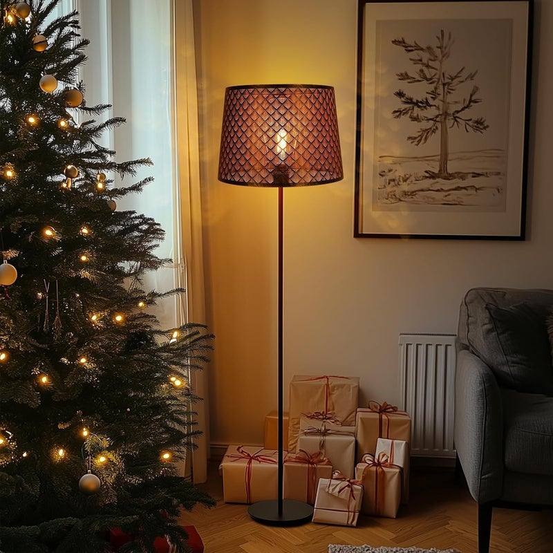 ALUCSET Metal Etching Large Lamp Shade, Drum Big Lampshades for Table Lamp and Floor Lamps, Unique Arrow Design, Bronze 12" Top X 14" Bottom X 10" High, Spider - Image 4