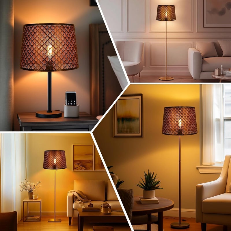 ALUCSET Metal Etching Large Lamp Shade, Drum Big Lampshades for Table Lamp and Floor Lamps, Unique Arrow Design, Bronze 12" Top X 14" Bottom X 10" High, Spider - Image 3