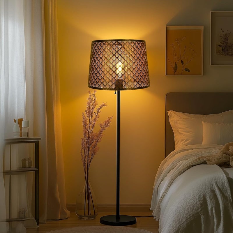 ALUCSET Metal Etching Large Lamp Shade, Drum Big Lampshades for Table Lamp and Floor Lamps, Unique Arrow Design, Bronze 12" Top X 14" Bottom X 10" High, Spider - Image 2