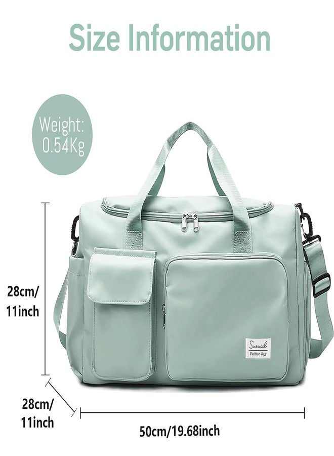 Suruid Travel Duffel Bag with Shoes Compartment Sports Gym Bag with Dry Wet Separated Pocket for Men and Women, Overnight Bag Weekender Bag Training Handbag Yoga Bag - Light Green - Image 2