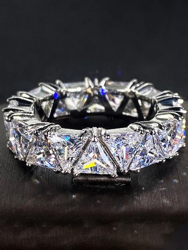 Styli Embellished Triangle Eternity Ring
