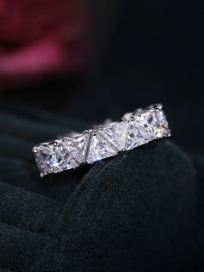 Take Two  Embellished Triangle Eternity Ring for Women | Best Price UAE