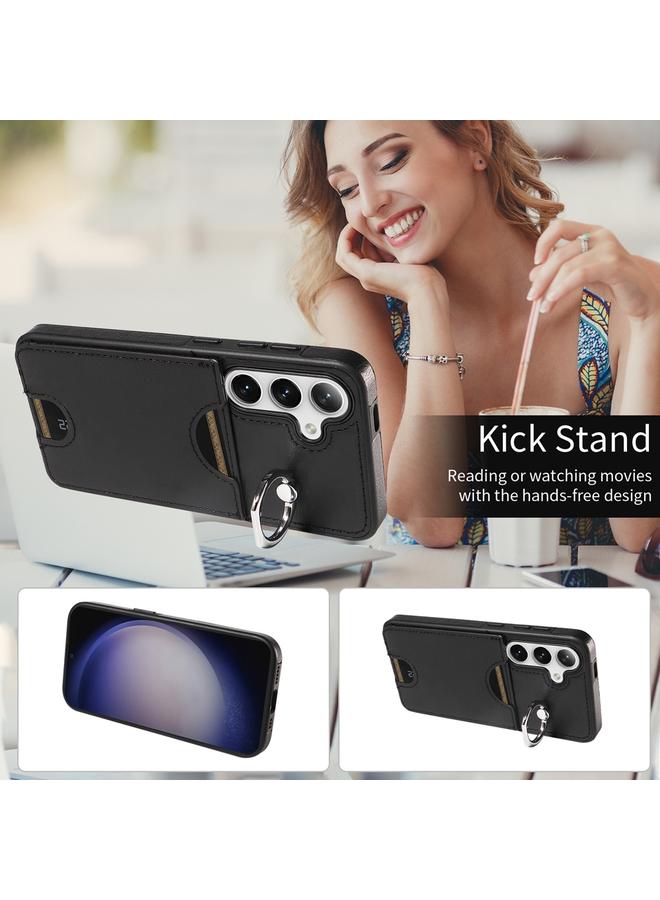 S-TOP Case For Samsung Galaxy S24 5G Calf Texture Card Slot Ring Holder Phone Case - Image 4