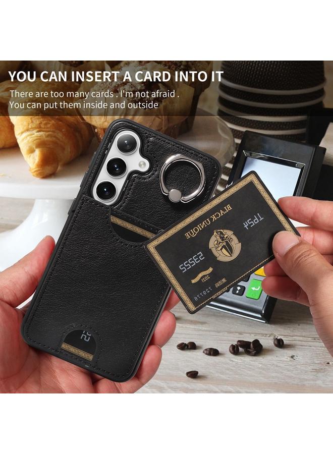 S-TOP Case For Samsung Galaxy S24 5G Calf Texture Card Slot Ring Holder Phone Case - Image 5