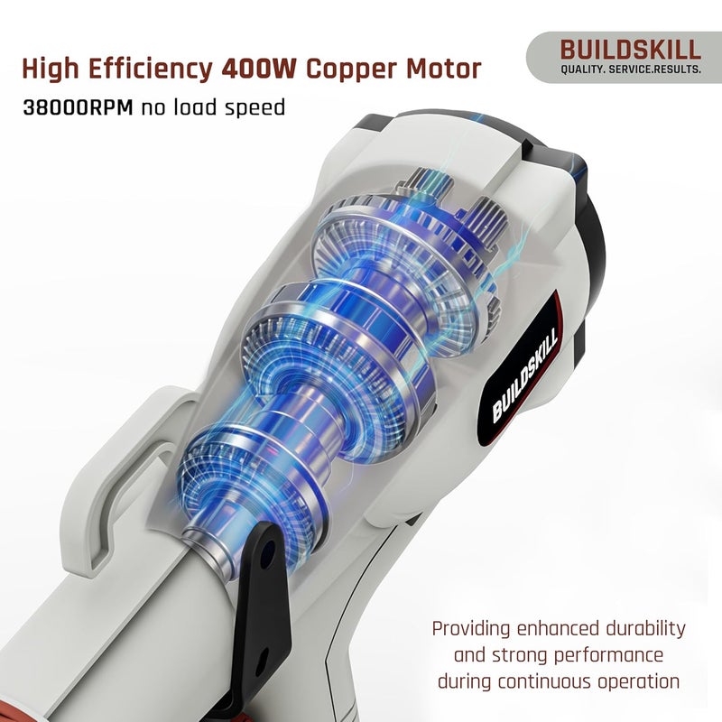 BUILDSKILL رذاذ الطلاء مع حاوية كبيرة سعة 1200 مل | 5 فوهات | محرك نحاسي بسرعة 38000 دورة في الدقيقة بدون تحميل | مبرد حراري | 3 أنماط رذاذ آلة طلاء للاستخدام المنزلي ، DIY واحترافي - Image 2