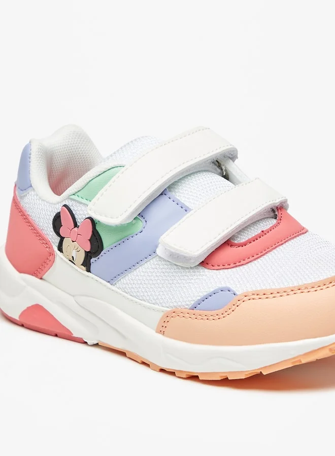 Disney Girls's Minnie Mouse Applique Detail Sneakers with Hook and Loop Closure