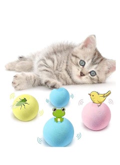 Y&D Cat Toy Balls Sing Ball 3 Pcs Upgrade Kitten Plush Ball, Newest Lifelike Animal Chirping Sounds-Bird Frog and Cricket Built-in Catnip Interactive Kicker Toys for Indoor  - Image 1