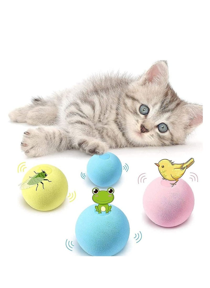 Y&D Cat Toy Balls Sing Ball 3 Pcs Upgrade Kitten Plush Ball, Newest Lifelike Animal Chirping Sounds-Bird Frog and Cricket Built-in Catnip Interactive Kicker Toys for Indoor  - Image 1