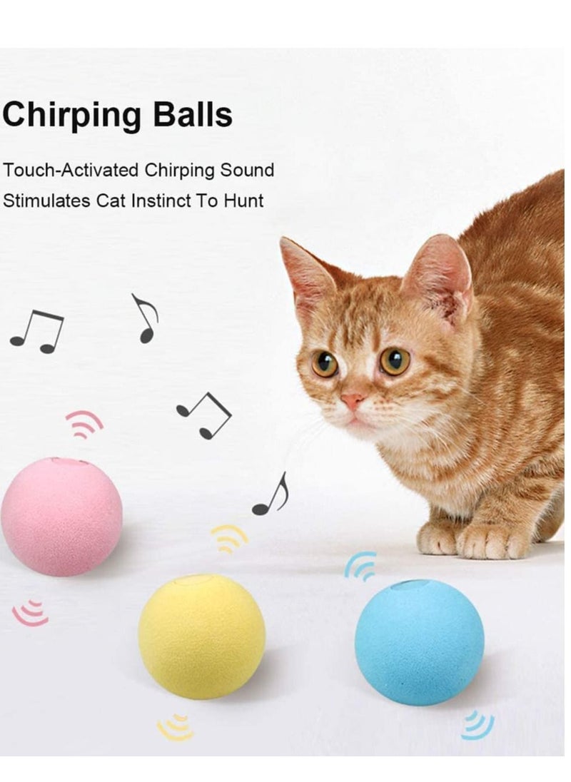Y&D - Cat Toy Balls Sing Ball 3 Pcs Upgrade Kitten Plush Ball, Newest Lifelike Animal Chirping Sounds-Bird Frog and Cricket Built-in Catnip Interactive Kicker Toys for Indoor - Image 1