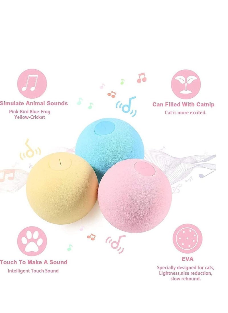 Y&D Cat Toy Balls Sing Ball 3 Pcs Upgrade Kitten Plush Ball, Newest Lifelike Animal Chirping Sounds-Bird Frog and Cricket Built-in Catnip Interactive Kicker Toys for Indoor  - Image 3
