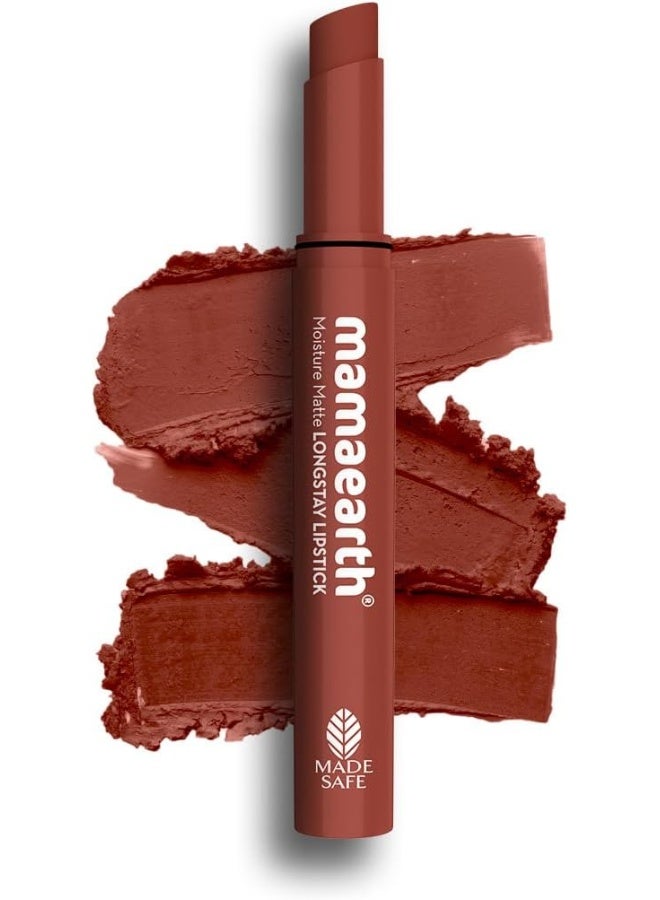 ماما إيرث أحمر شفاه مطفي مرطب يدوم طويلاً مع زيت الأفوكادو وفيتامين E يدوم 12 ساعة، 2 غرام، لون الخوخ الطبيعي - Image 1