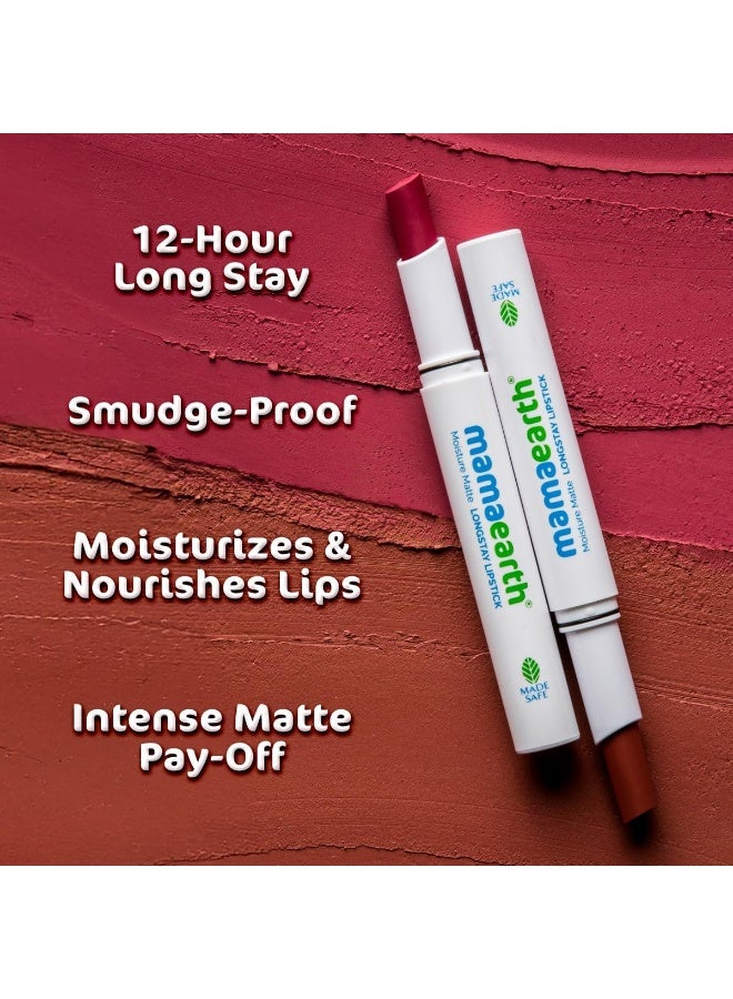ماما إيرث أحمر شفاه مطفي مرطب يدوم طويلاً مع زيت الأفوكادو وفيتامين E يدوم 12 ساعة، 2 غرام، لون الخوخ الطبيعي - Image 3