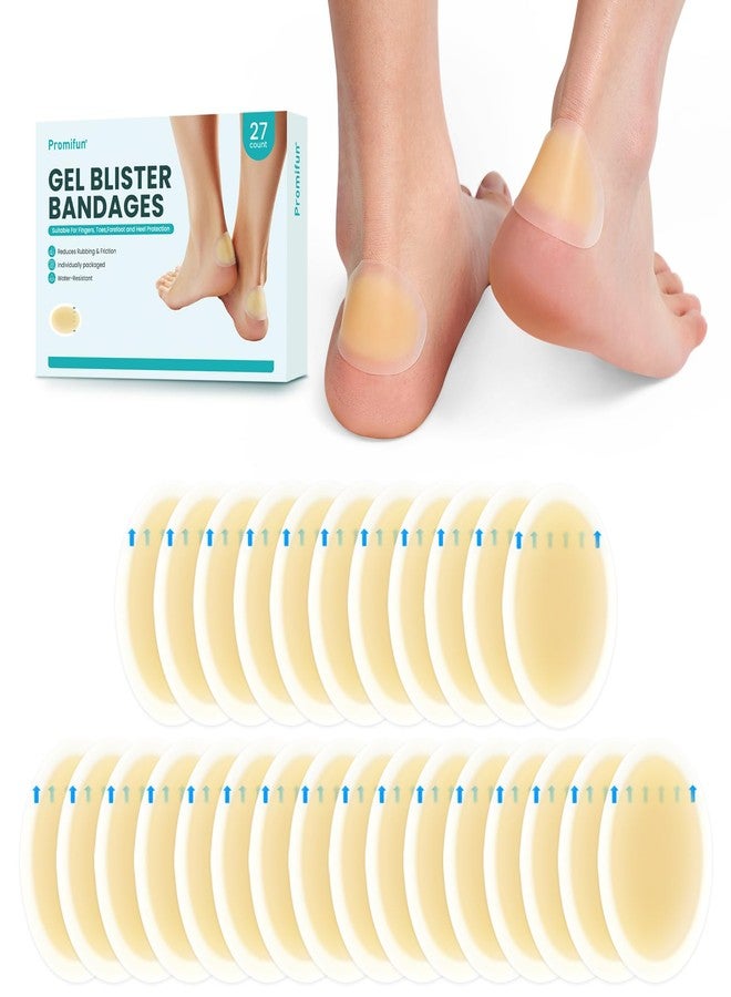 Promifun Hydrocolloid Gel Blister Bandages Pads - Promifun Blister Cushions - Water Resistant Hydrocolloid Bandage for Foot, Toe, Heel - Gel Blister Bandages for Prevention & Recovery (27 ct, Heel Pack) - Image 1
