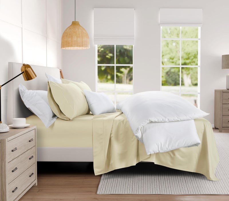 CHATEAU HOME COLLECT 100% Cotton Sheets California King Size  Ultrasoft 1000 Thread Count Luxury Hotel Sheets Set  Deep Pocket Calking Sheet & Pillowcase Sets  Special Sateen Weave Bed Sheets - Ivory  - Image 2