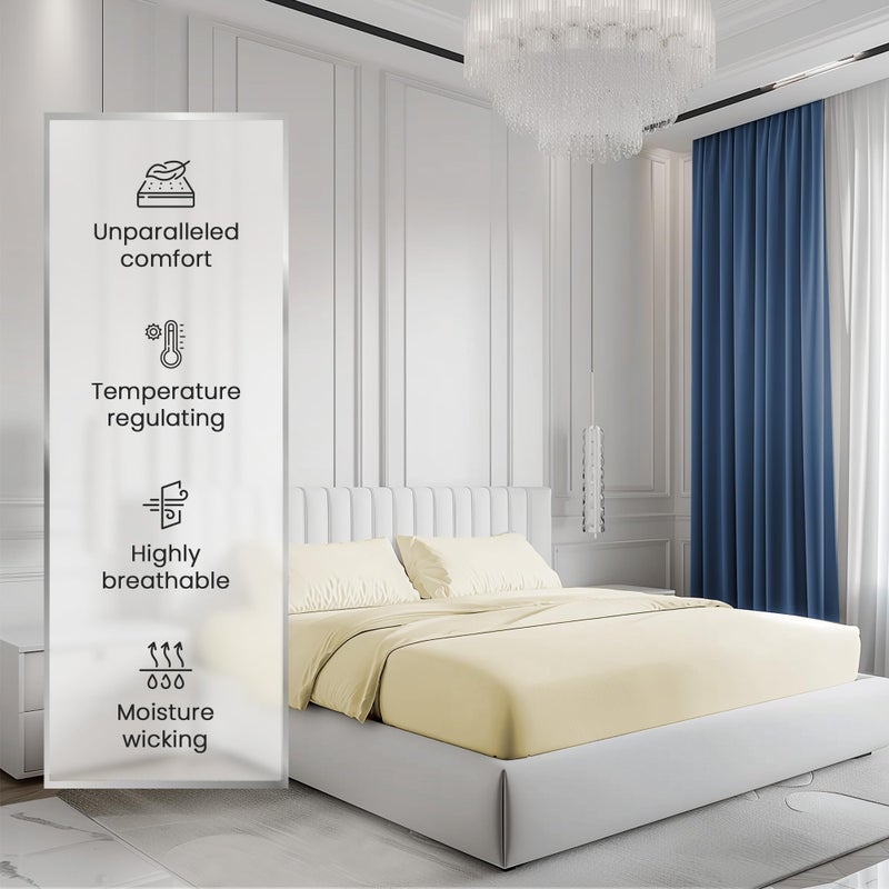 CHATEAU HOME COLLECT 100% Cotton Sheets California King Size  Ultrasoft 1000 Thread Count Luxury Hotel Sheets Set  Deep Pocket Calking Sheet & Pillowcase Sets  Special Sateen Weave Bed Sheets - Ivory  - Image 4