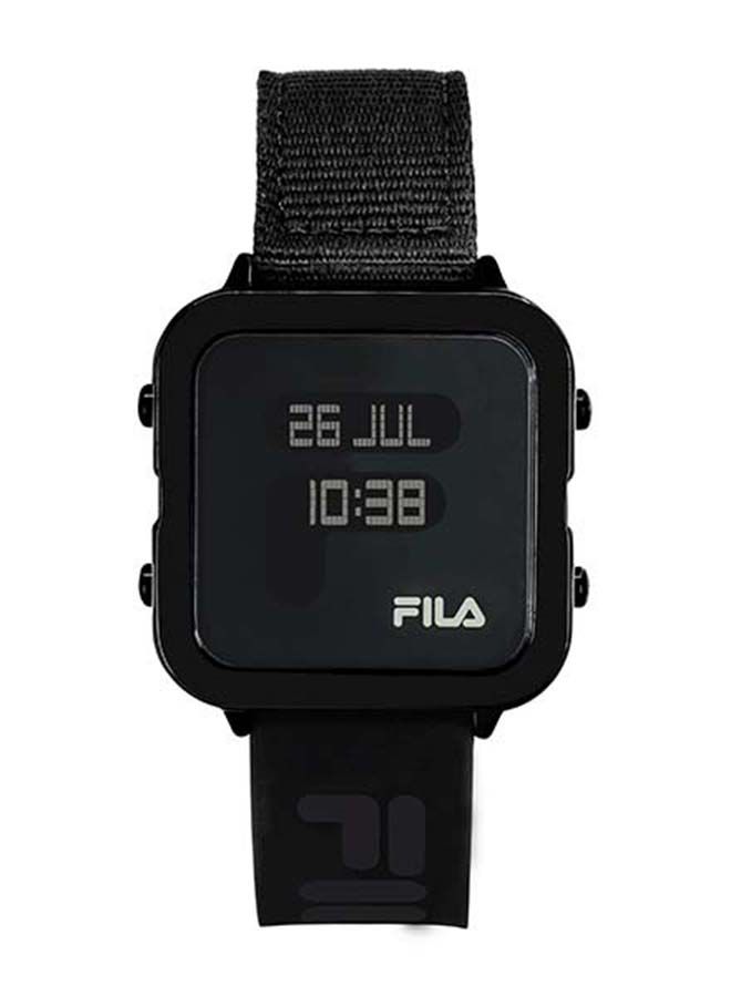 Digital Watch For Men Black Nylon & Silicone Strap