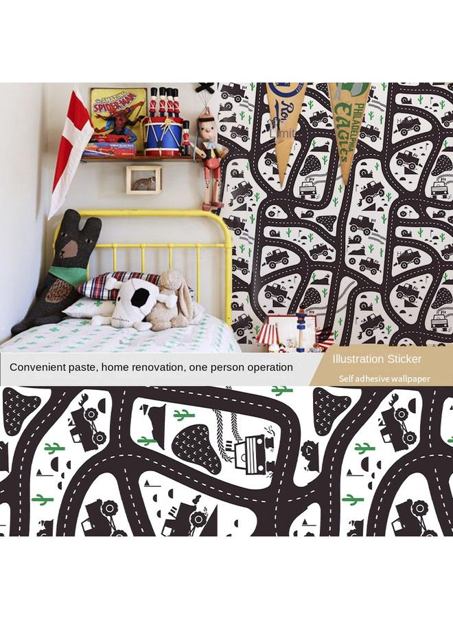 Bluejw Star Cartoon Bedroom Room Dormitory Wall Sticker Plaid Wallpaper Pvc Desktop Wardrobe Self Sticker - Image 1