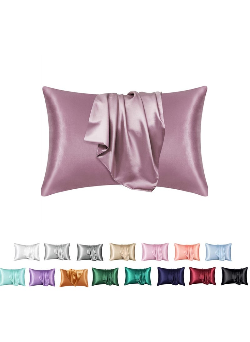 Pair Of Imitation Silk Solid Solor Satin Pillowcases